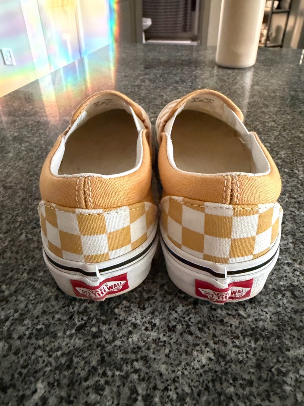 Vans Yellow Checkered Slip On Shoes - Picture 5 of 8